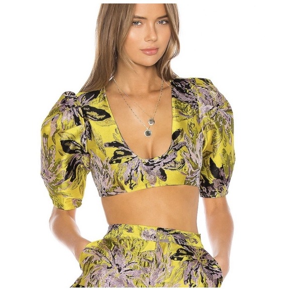 Camila Coelho Tops - Camila Coelho Kahlo Crop Top in Yellow Floral size XS retail $280